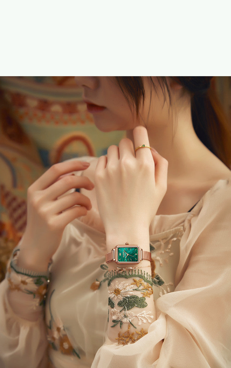 Omi Brand Watch Small Green Watch Waterproof Belt Ladies Watch Women