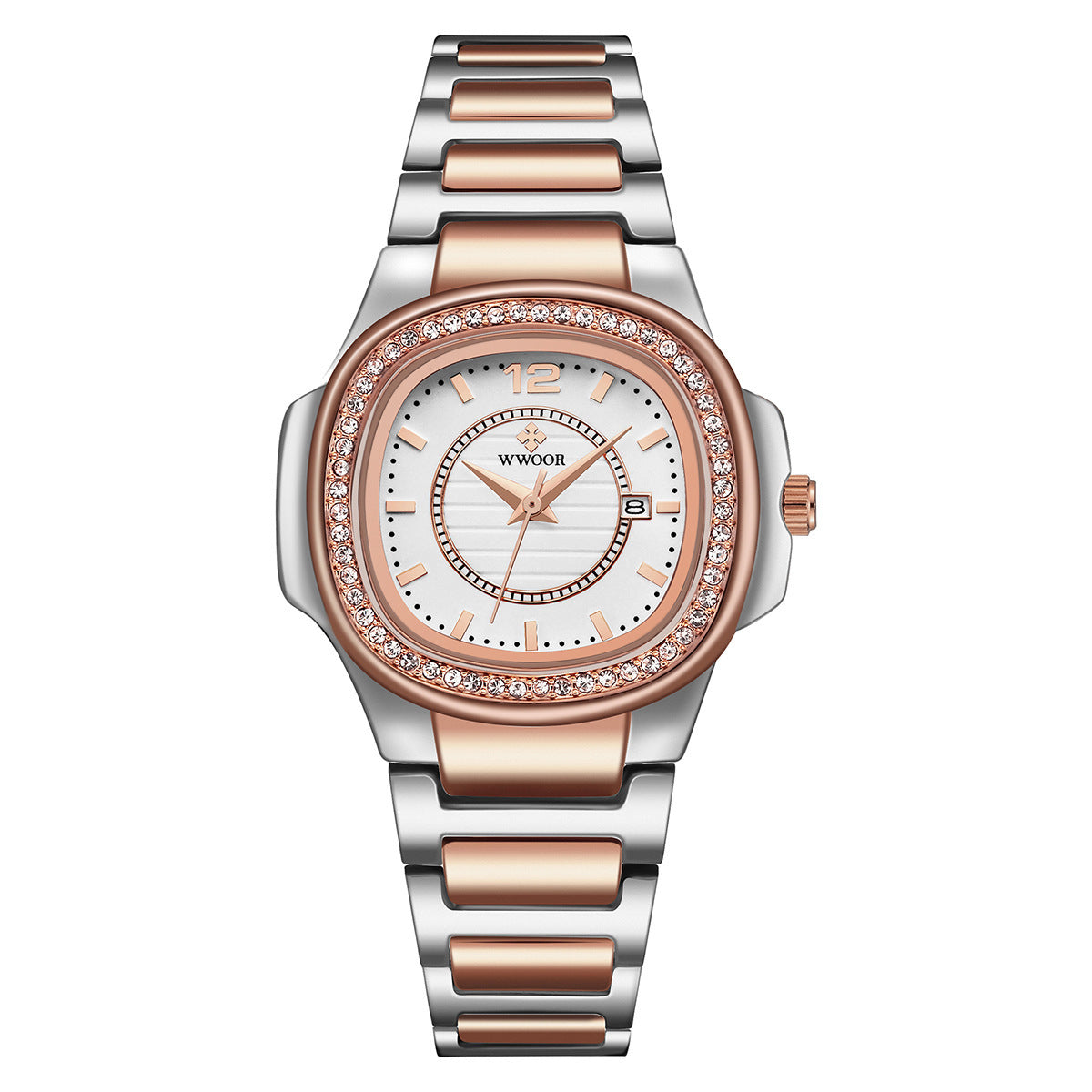 Diamond-Studded Ladies' Watch with Steel Bracelet
