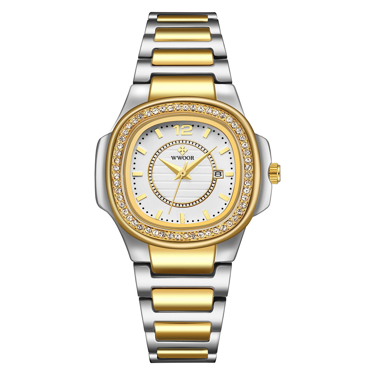 Diamond-Studded Ladies' Watch with Steel Bracelet