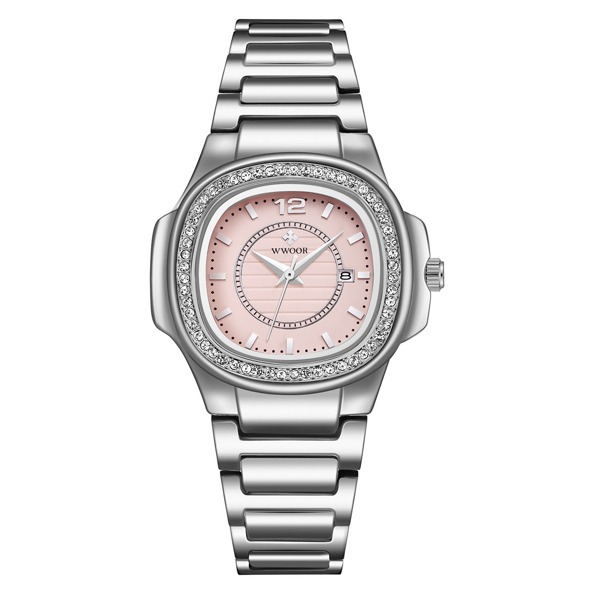 Diamond-Studded Ladies' Watch with Steel Bracelet