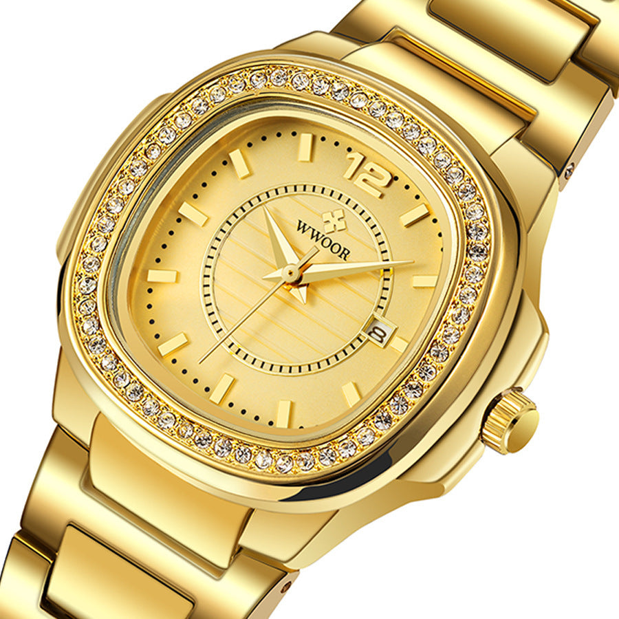 Diamond-Studded Ladies' Watch with Steel Bracelet