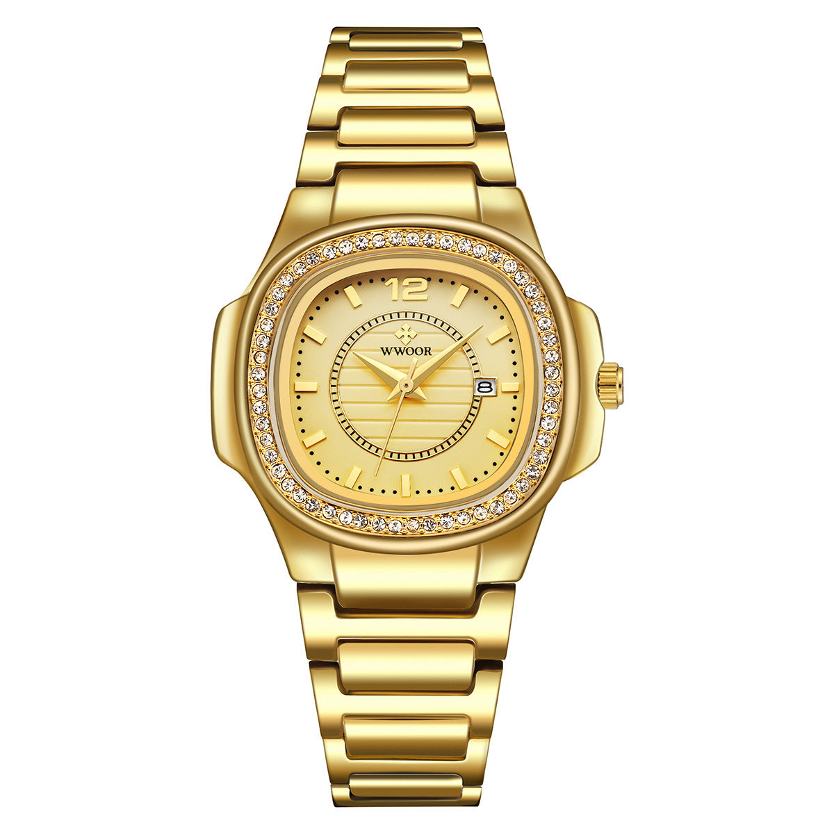 Diamond-Studded Ladies' Watch with Steel Bracelet