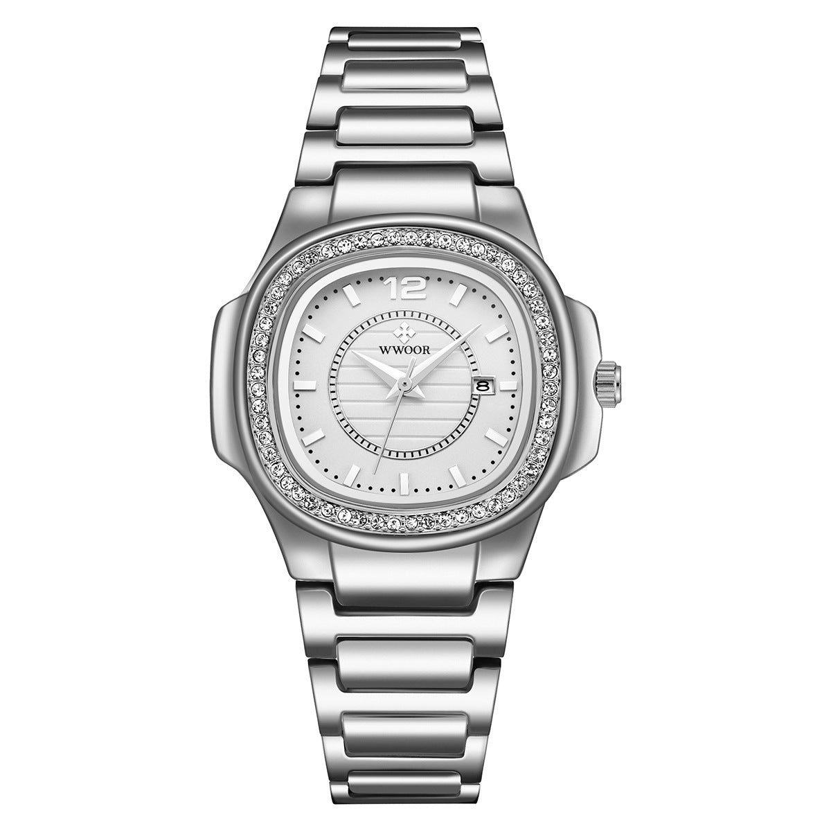 Diamond-Studded Ladies' Watch with Steel Bracelet