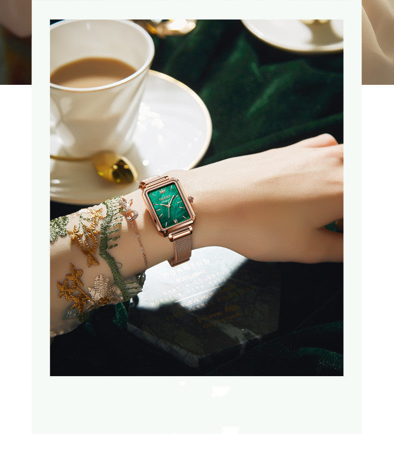 Omi Brand Watch Small Green Watch Waterproof Belt Ladies Watch Women