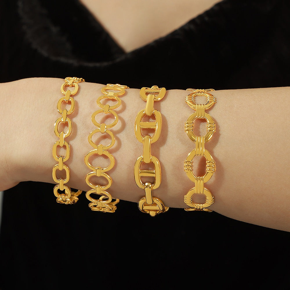 18K gold light luxury fashionable O-shaped design versatile bracelet