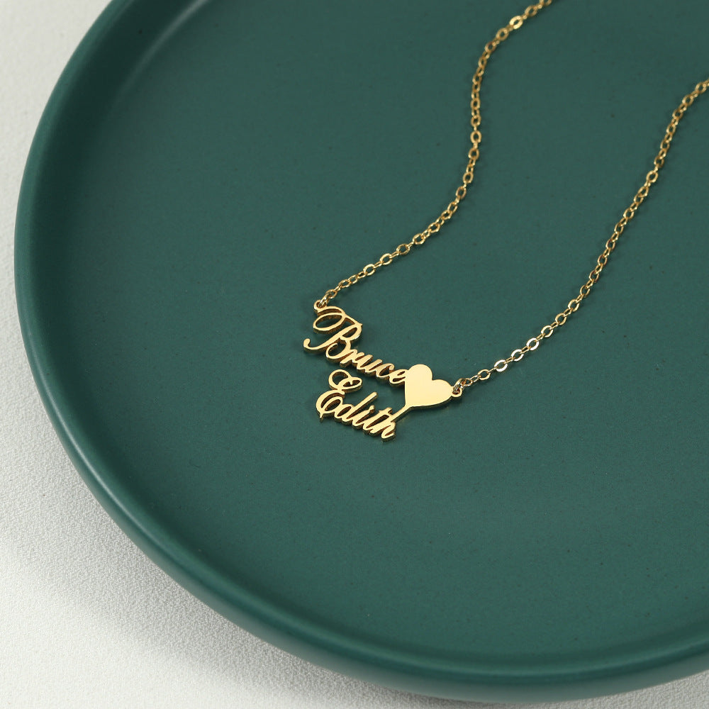 Classic simple heart with customizable name design light luxury style necklace