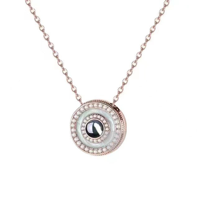 Delicate Dazzling Round Double Layer Diamond Projection Necklace