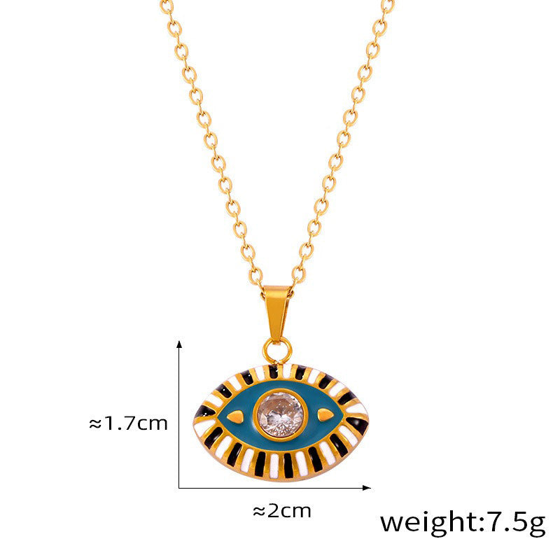 18K gold exaggerated personality devil eye diamond design necklace