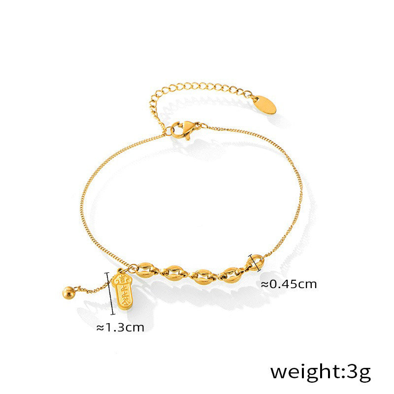 18K gold simple and elegant irregular square design versatile anklet