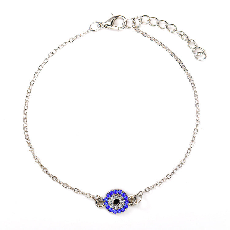 Stylish and simple diamond-studded devil's eye design geometric all-match anklet