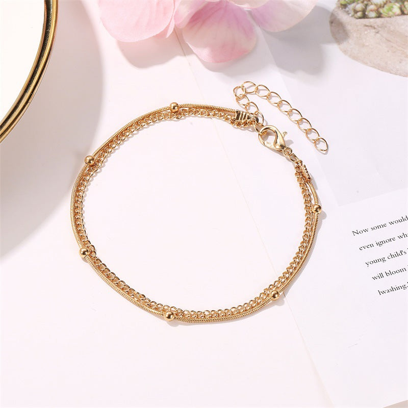 Exquisite and simple multi-layer snake bone chain design versatile anklet