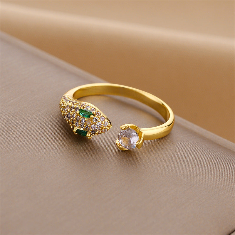 Trendy zircon serpentine open ring