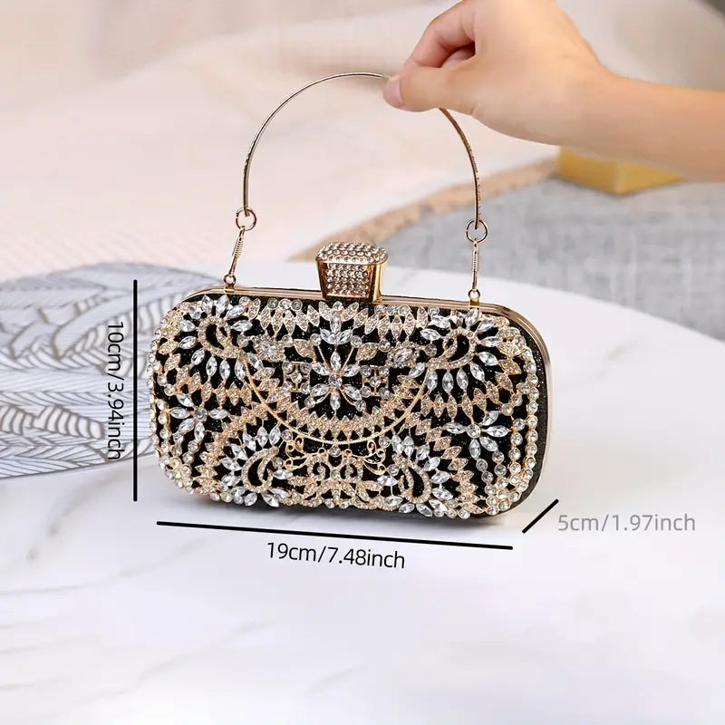 Rhinestone Flower Luxury Clutch