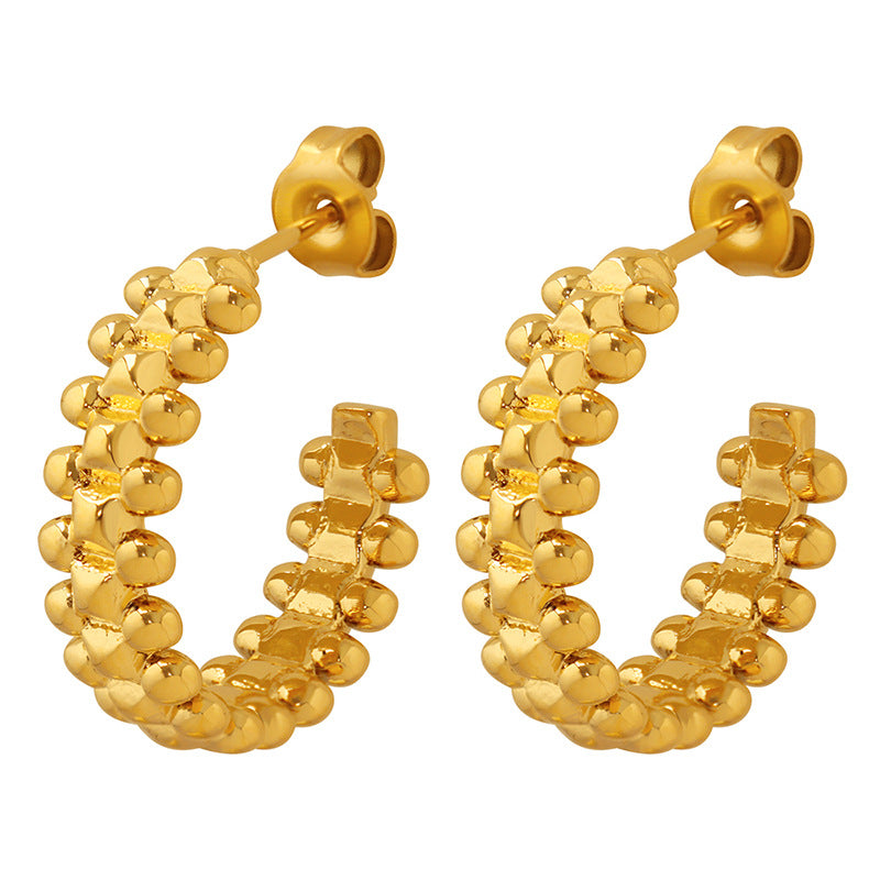 18K Gold Novel Trendy C Shape Design Versatile Earrings