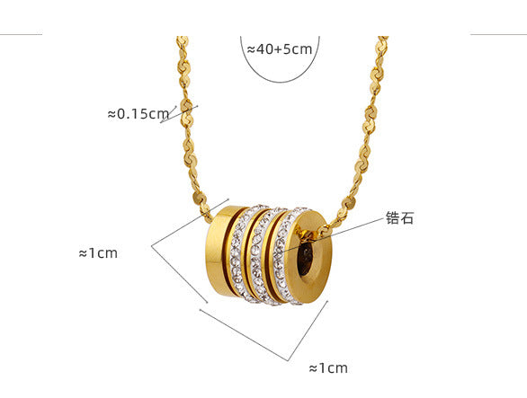 18K Gold Exquisite Small Waist Full Diamond Design Pendant Necklace