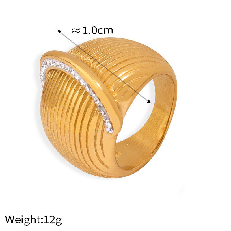 18K gold simple and fashionable geometric diamond design light luxury style ring