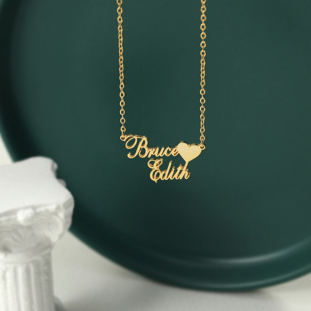 Classic simple heart with customizable name design light luxury style necklace