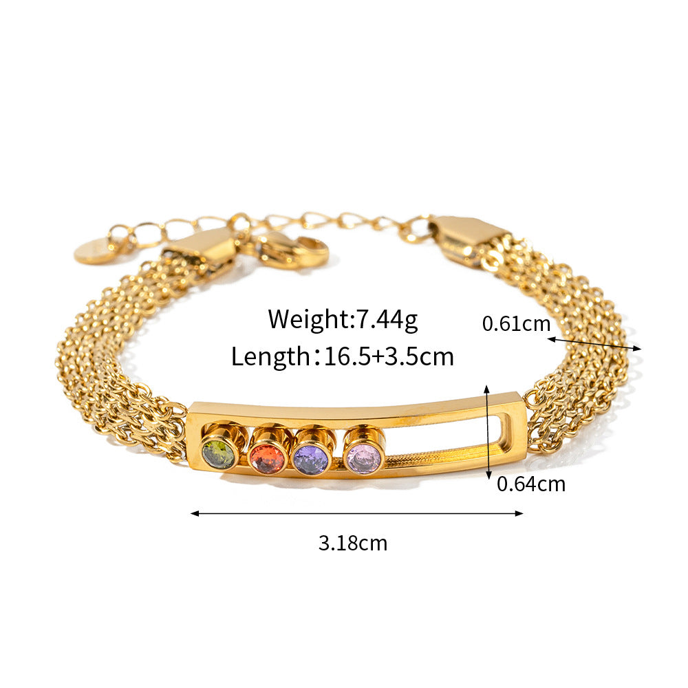 18K gold light luxury and noble inlaid zircon design versatile bracelet