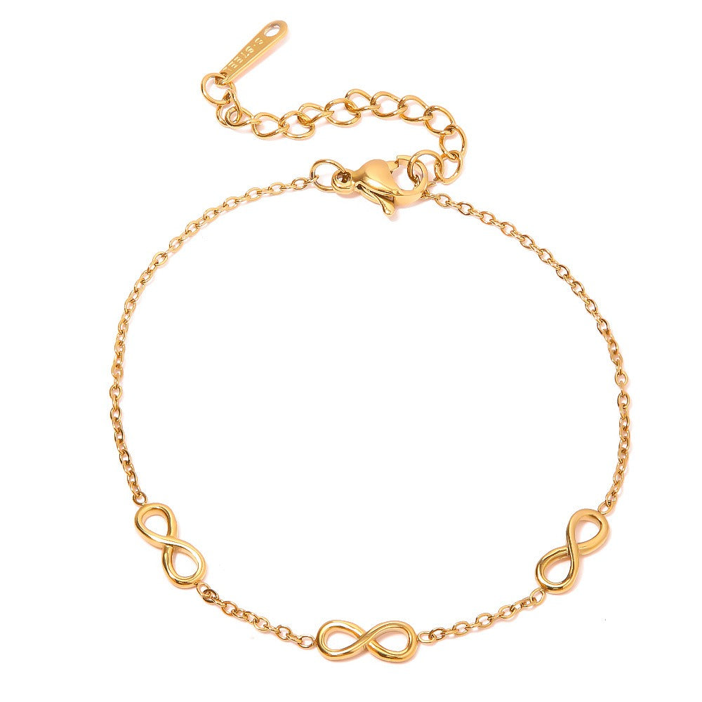 18K Gold Classic Fashion Infinity Symbol Design Light Luxury Style Bracelet Necklace Set