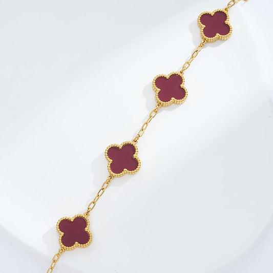 18K Gold Plated Clover Bracelet for Women Lucky Four Leaf Link