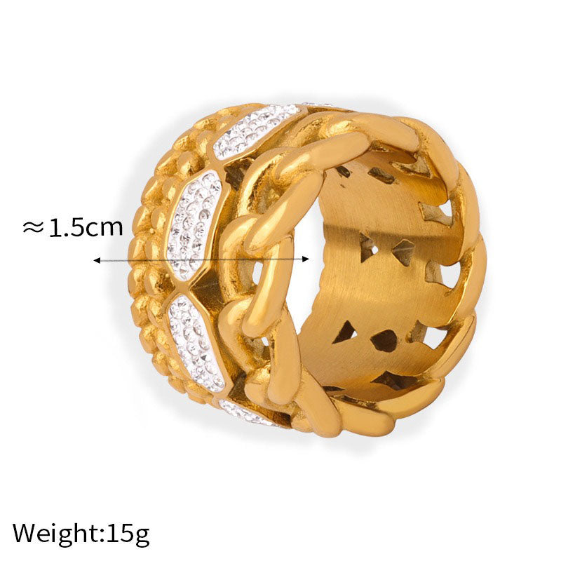 18K gold simple and fashionable geometric diamond design light luxury style ring