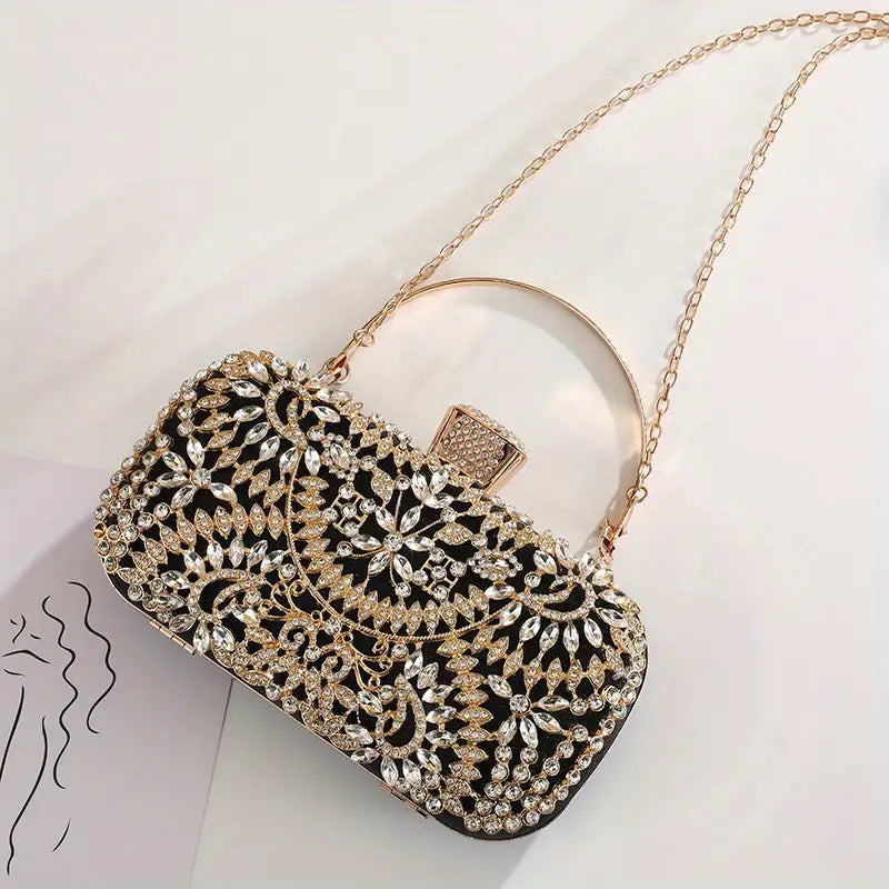 Rhinestone Flower Luxury Clutch