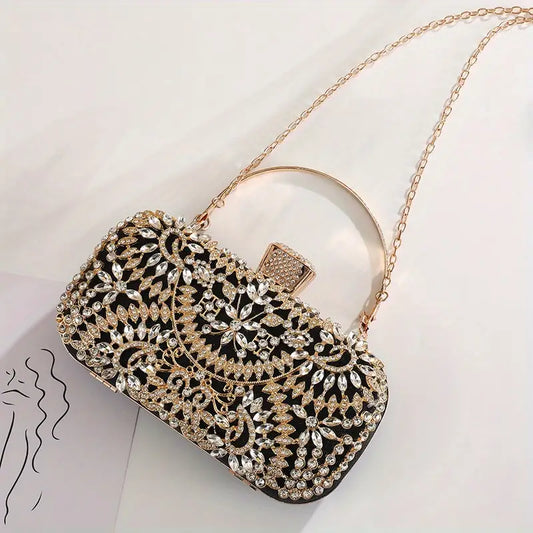 Rhinestone Flower Luxury Clutch