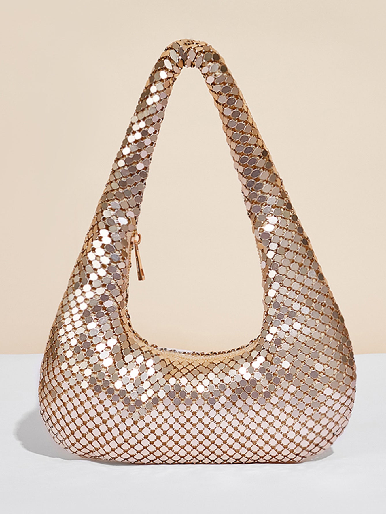 Sequins Vintage Style Dumpling shape zipper Shoulder bag