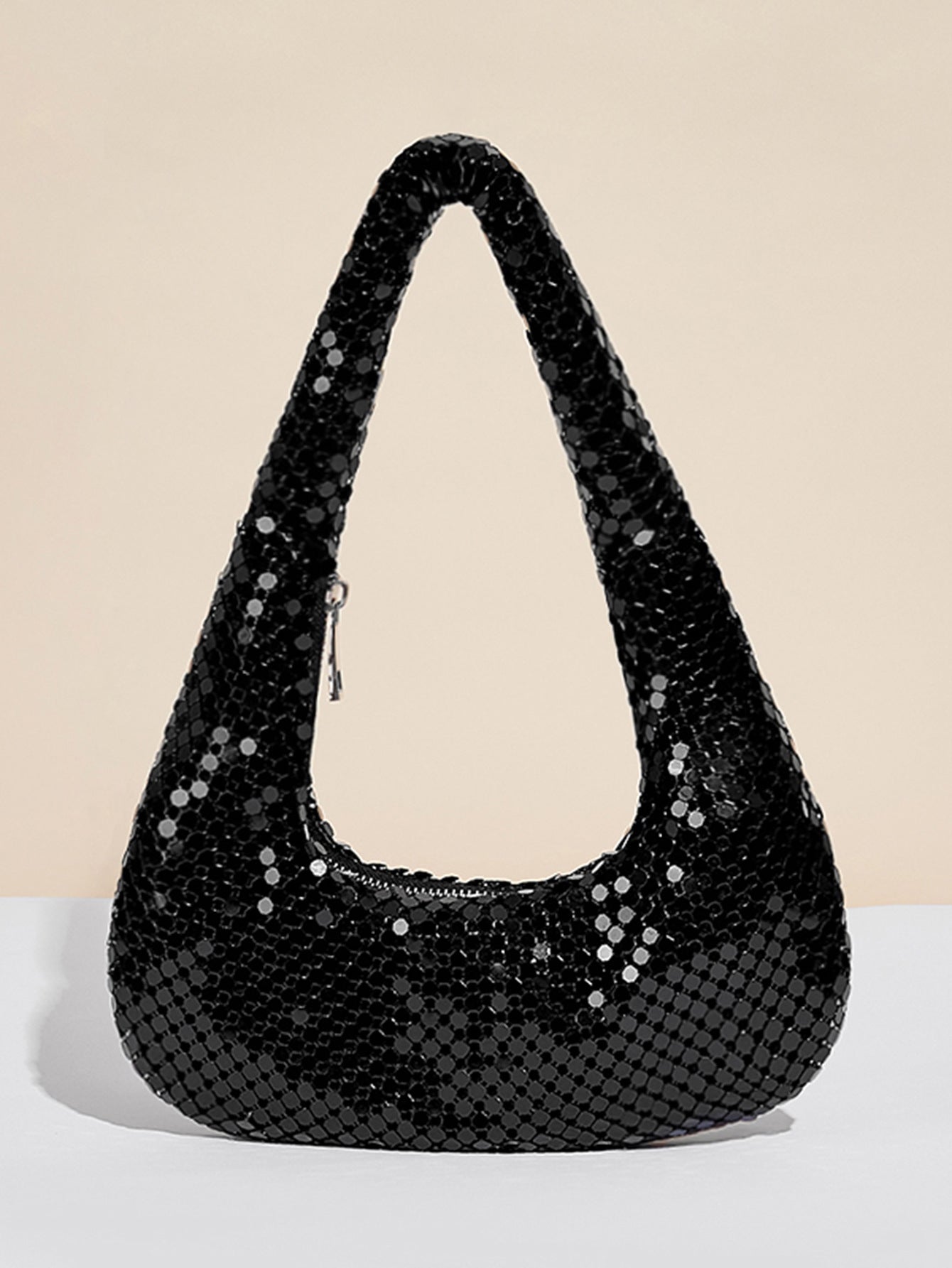 Sequins Vintage Style Dumpling shape zipper Shoulder bag