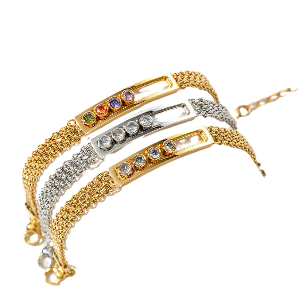 18K gold light luxury and noble inlaid zircon design versatile bracelet