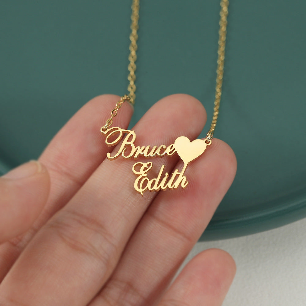 Classic simple heart with customizable name design light luxury style necklace