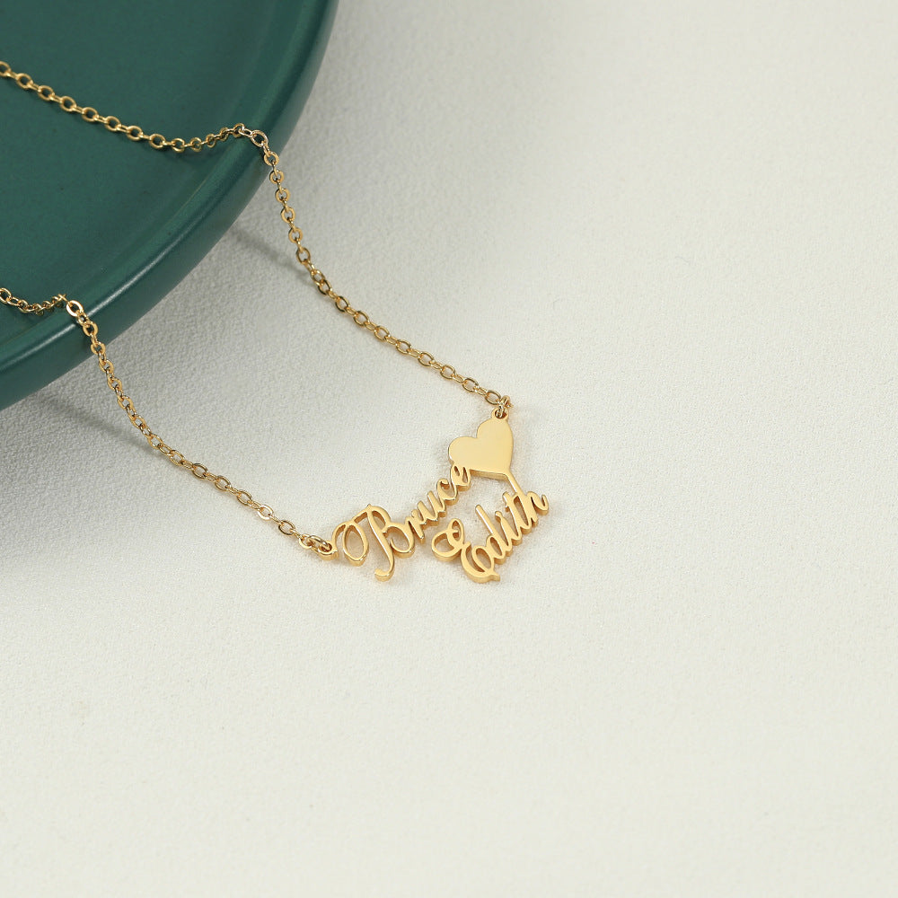 Classic simple heart with customizable name design light luxury style necklace