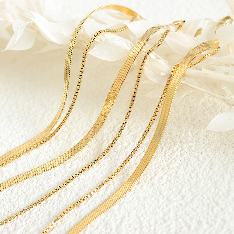 18K gold fashionable simple double-layered design versatile anklet