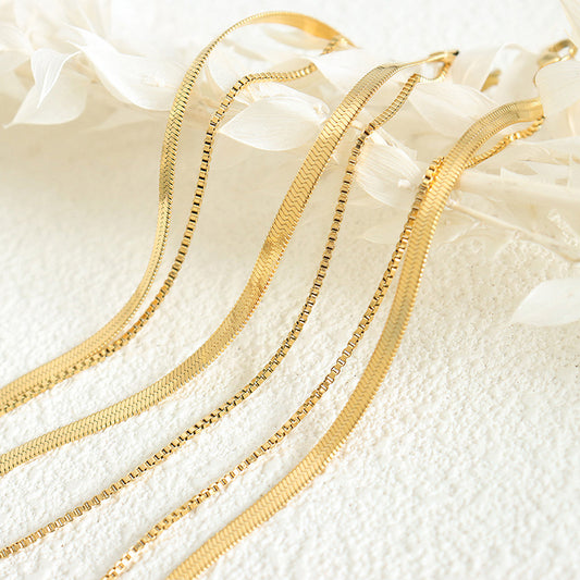 18K gold fashionable simple double-layered design versatile anklet