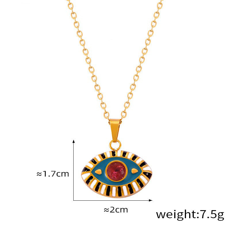 18K gold exaggerated personality devil eye diamond design necklace