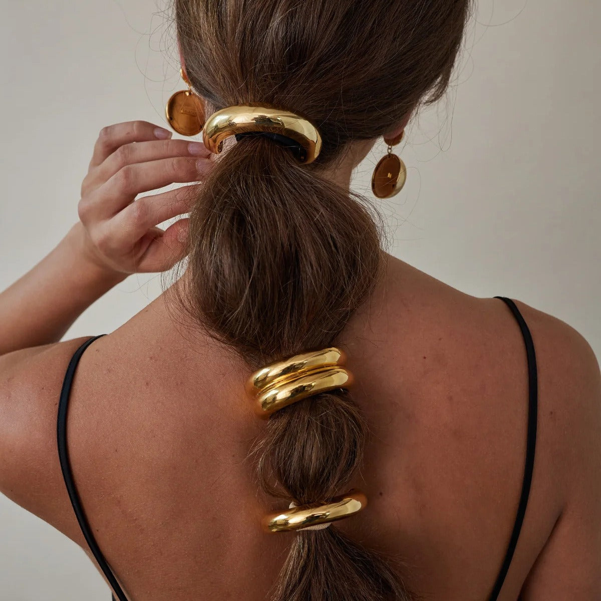 18K gold exaggerated personality geometric design simple style hair accessories