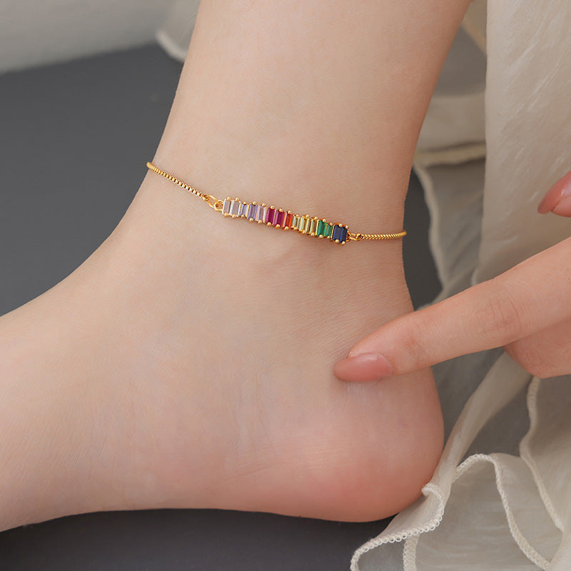 18K gold noble and dazzling zircon design light luxury style anklet