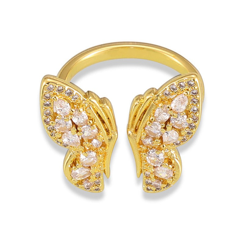 18K Gold Exquisite Noble Butterfly Diamond Design Ring