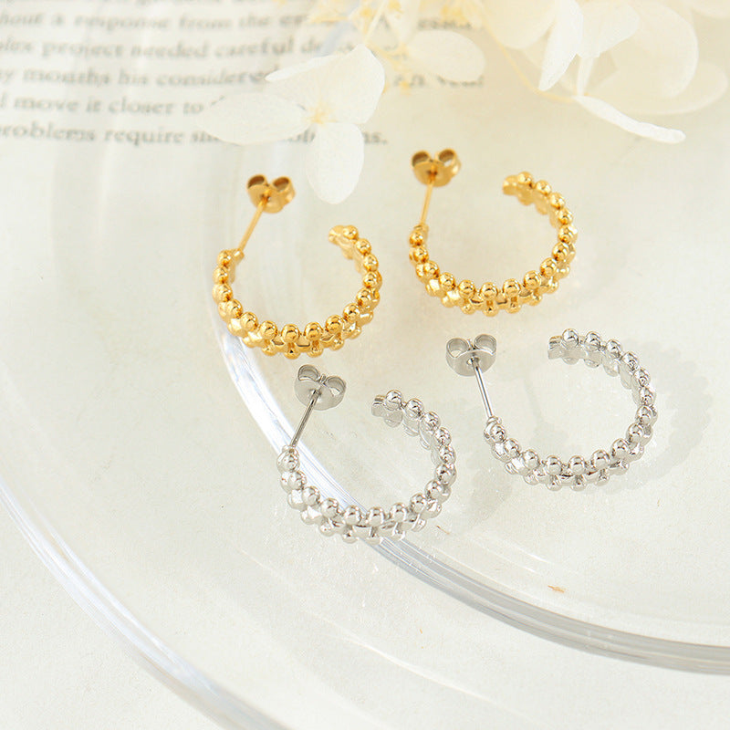 18K Gold Novel Trendy C Shape Design Versatile Earrings