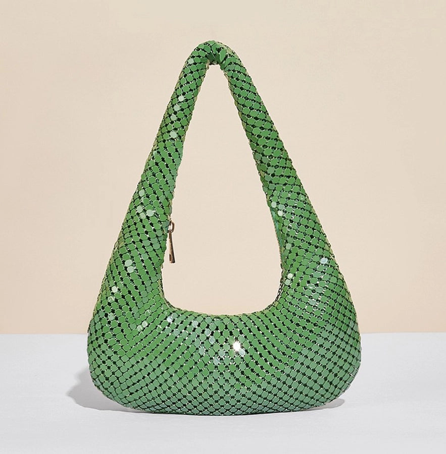 Sequins Vintage Style Dumpling shape zipper Shoulder bag