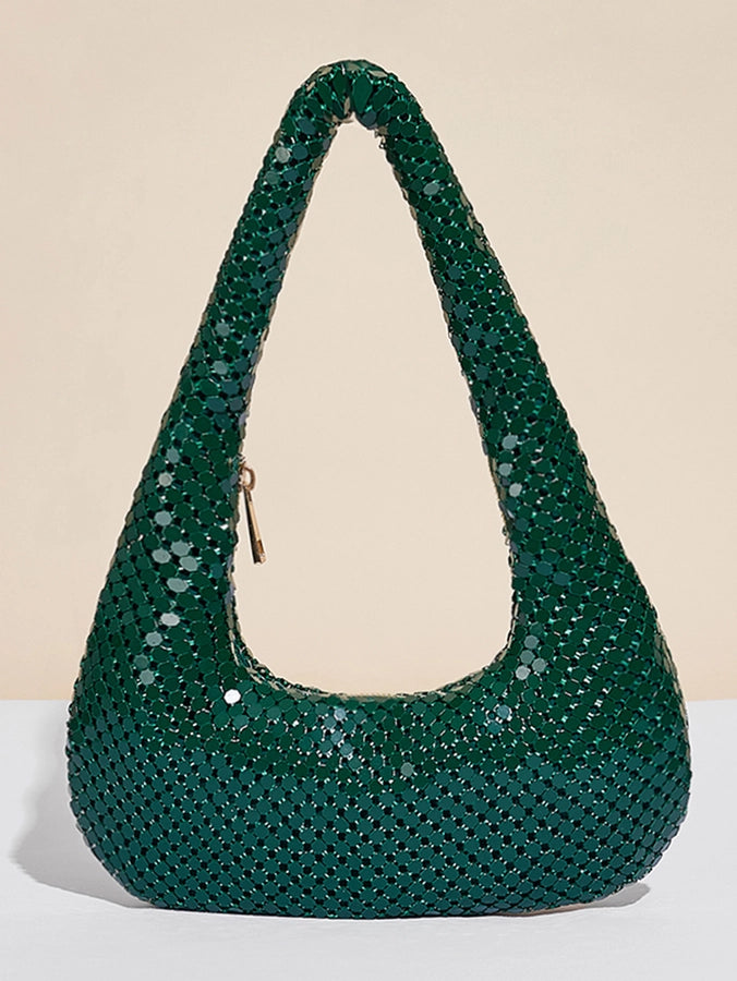 Sequins Vintage Style Dumpling shape zipper Shoulder bag