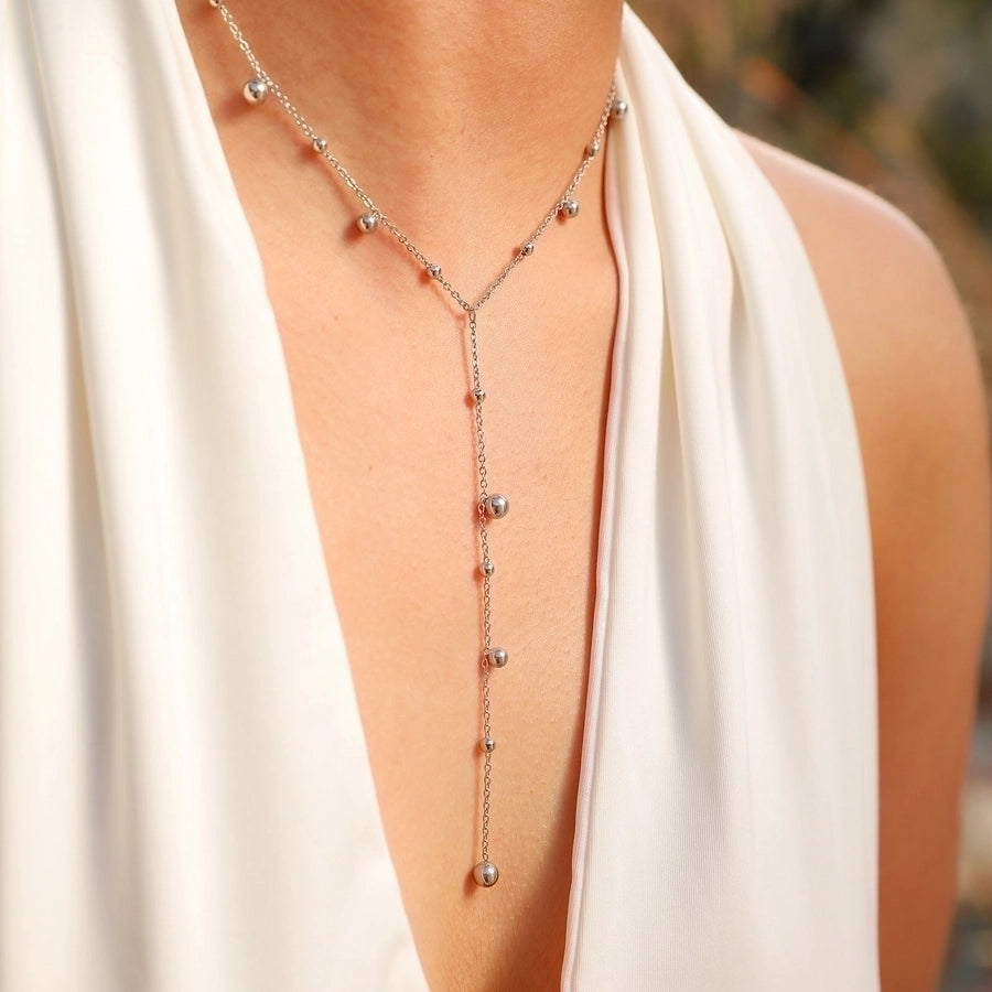 Stainless Steel IG Style Tassel Geometric Pendant Necklace