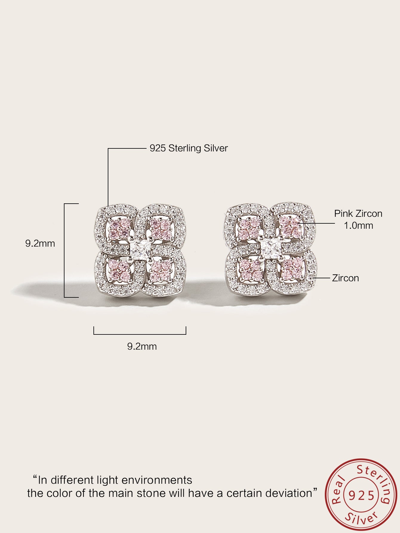 High-Quality S925 Silver Stud Earrings with Silver Inlay and Fashionable Pink Ice Flower Cut Cubic Zirconia - Suitable for Women’s Daily, Dating, Travel, and Party - Comes in a Gift Box