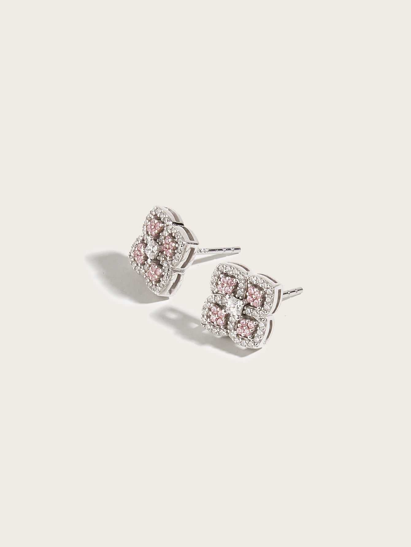 High-Quality S925 Silver Stud Earrings with Silver Inlay and Fashionable Pink Ice Flower Cut Cubic Zirconia - Suitable for Women’s Daily, Dating, Travel, and Party - Comes in a Gift Box