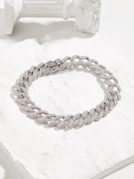 Silver S925 Bracelet with Handcrafted Zircon Stone - Perfect for Hip-Hop Fashion